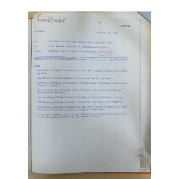 Quarterly internal report on enrollment, Fall 1967-1968 thumbnail