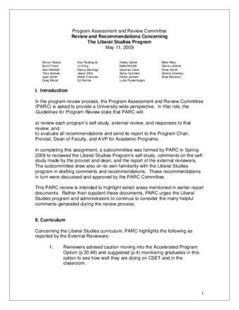 2009 PARC Liberal Studies thumbnail