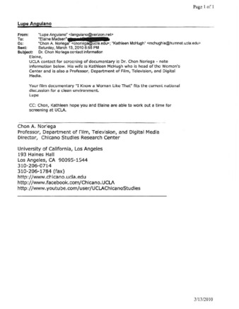 E-mail from Lupe Anguiano to Elaine Madsen thumbnail