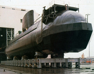 Upholder-class attack submarine. Four are for sale/lease by British Navy, complete with crew. Diesel powered sub, 70m long, max speed 20 knots, depth &gt;250 m. thumbnail