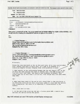 Email correspondence to Michele Serros by Lynn Weingarten thumbnail