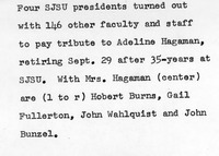 Adeline Hagaman and past SJSU presidents. thumbnail