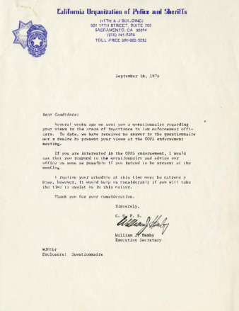 California Organization of Police and Sheriffs letter thumbnail