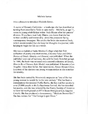 Michele Serros Introduction thumbnail