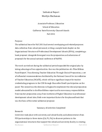 Sabbatical Report, Fall 2011 thumbnail