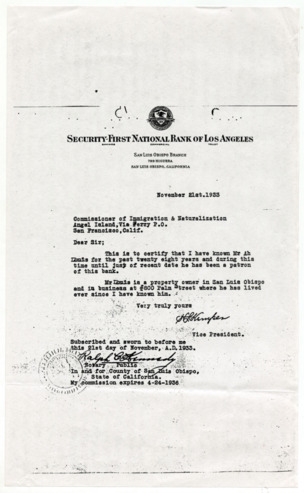 Letter of recommendation from H. L. Kemper to Commissioner of Immigration and Naturalization, November 21, 1933 thumbnail