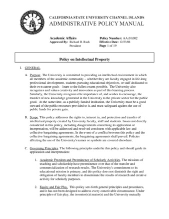 AA.01.002 - Policy on Intellectual Property (Supersedes AA.01.001) thumbnail