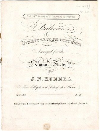 Overture to The Creatures of Prometheus, op. 43, arranged for solo piano by Hummel (Boosey) thumbnail