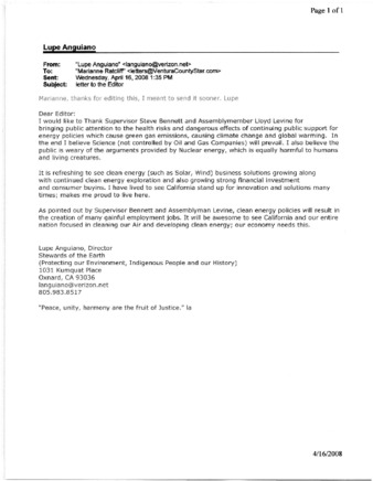 Letter to the editor Ventura County Star thumbnail