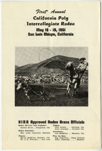 First Annual California Poly Intercollegiate Rodeo [program], 1951 thumbnail