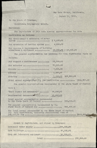 Report to Board of Trustee, August 16, 1913 thumbnail