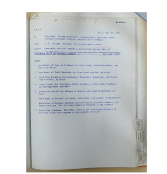 Quarterly internal report on enrollment, Spring 1966-1967 thumbnail