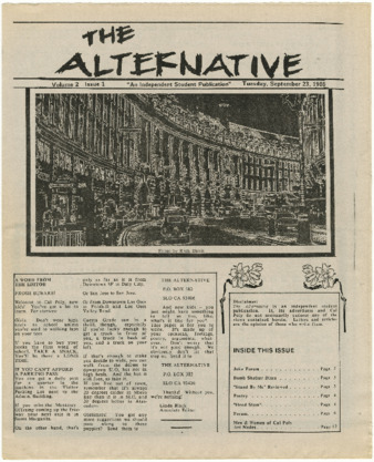 The Alternative, volume 2, issue 1, September 23, 1986 thumbnail