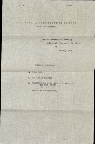 Report of the Director, California Polytechnic School Board of Trustees, May 10, 1913 thumbnail