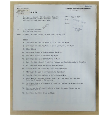 Quarterly internal report on enrollment, Spring 1978 thumbnail