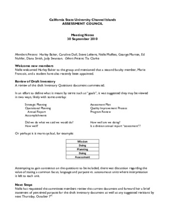 2010_09_30 Assessment Council Minutes thumbnail