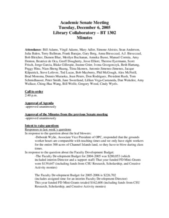Academic Senate Meeting Minutes for December 6, 2005 thumbnail