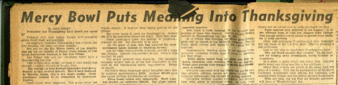 [Collection of newspaper clippings covering the Mercy Bowl] thumbnail