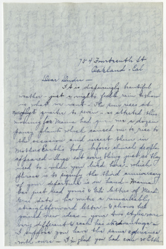 Letter from Emma Morgan to Julia Morgan, March 5, 1899 thumbnail