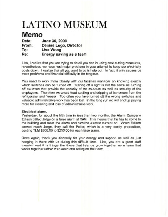 June 30, 2000 The Latino Museum Memo: Energy Saving as a Team thumbnail