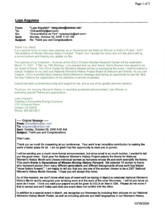 E-mail between Lupe Anguiano and Molly MacGregor thumbnail