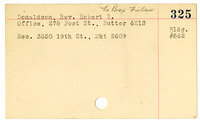 Donaldson, Reverend Robert S. [job card] thumbnail