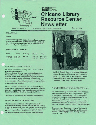Chicano Library Resource Center Newsletter, 2001-02 thumbnail