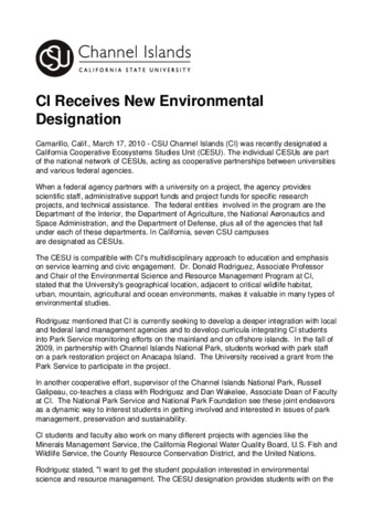 CI Receives New Environmental Designation thumbnail