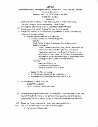 Harrington School English Learner Advisory Committee Meeting Agenda thumbnail
