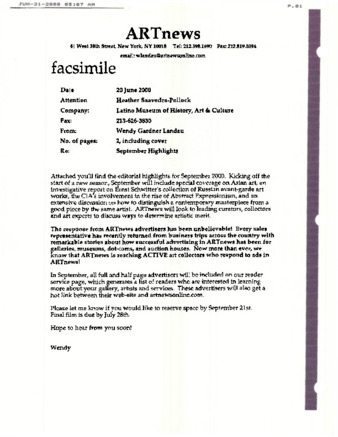 June 20, 2000 ARTnews September Highlights thumbnail
