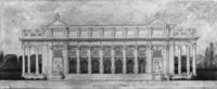 Architectural rendering of north side of Nevada State Building thumbnail