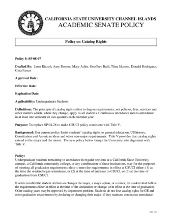 SP 08-07 Policy on Catalog Rights (Supersedes SP 04-28) thumbnail
