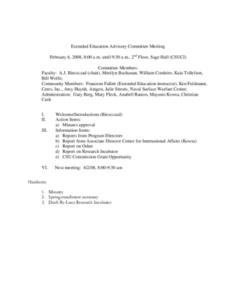 Extended Education Advisory Committee Meeting Agenda 2008_02_06 thumbnail