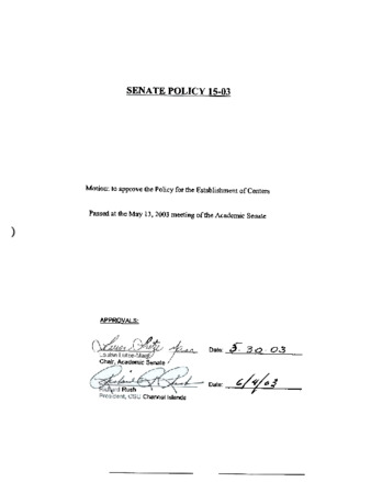 SP 15-03 Policy for the Establishment of Centers thumbnail