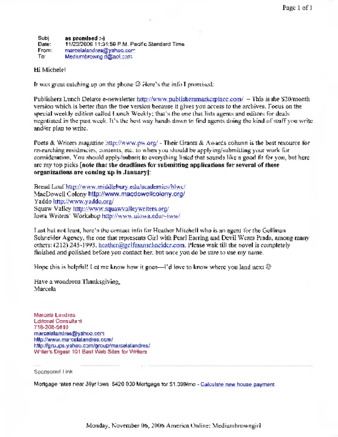 Email to Michele Serros from Marcela Landres thumbnail