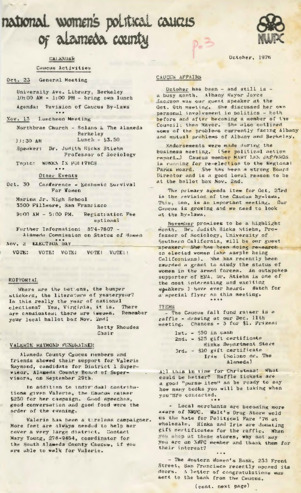 National Women's Political Caucus of Alameda County Newsletter thumbnail