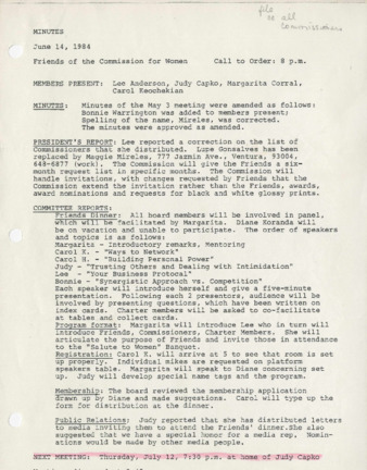 Minutes June 14, 1984 thumbnail