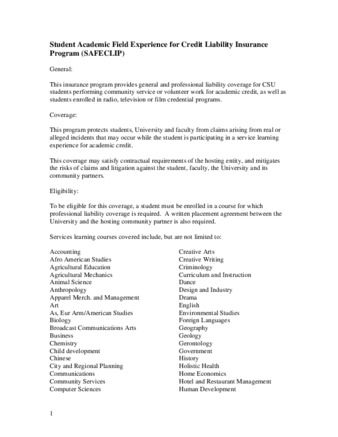 Student Academic Field Experience for Credit Liability Insurance Program (SAFECLIP) thumbnail