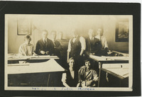 Morgan's architectural staff: Louis Schalk, Walter Steilberg, Dorothy Wormser [Coblentz], Thaddeus Joy, Camille Solon, c. 1922 thumbnail