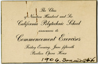 Commencement Exercises announcement, 1906 thumbnail