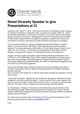 Noted Diversity Speaker to give Presentations at CI thumbnail
