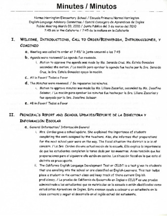 Harrington School English Learner Advisory Committee Meeting Minutes thumbnail