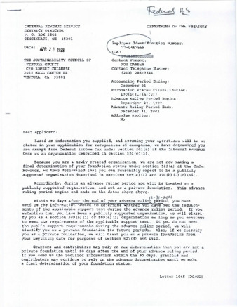IRS letter regarding status of exemption thumbnail