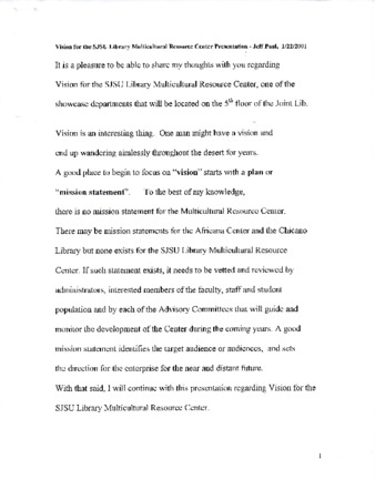 "Vision for the SJSU Multicultural Resource Center" by Jeff Paul, 2001 thumbnail