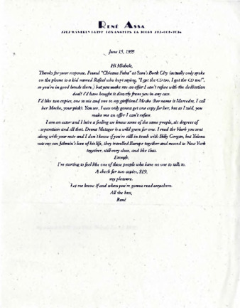 Letter from René Assa thumbnail