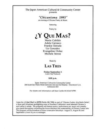 The Japan American Cultural & Community Center Presents "Chicanisma 1993" thumbnail