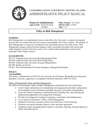 FA 32.001 Policy on Risk Management thumbnail