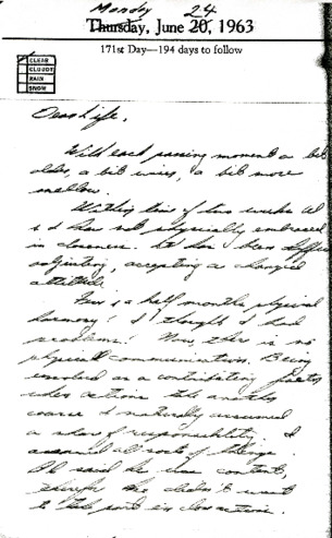 Diary entry by Patricia Whiting, June 24, 1963 thumbnail