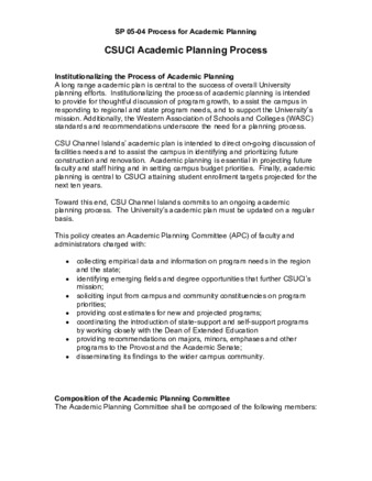 SP 05-04 Process for Academic Planning thumbnail
