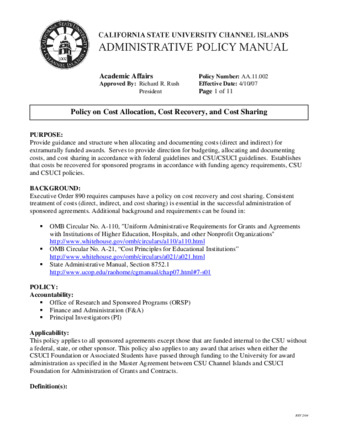 AA.11.002 - Policy on Cost Allocation, Cost Recovery, and Cost Sharing thumbnail